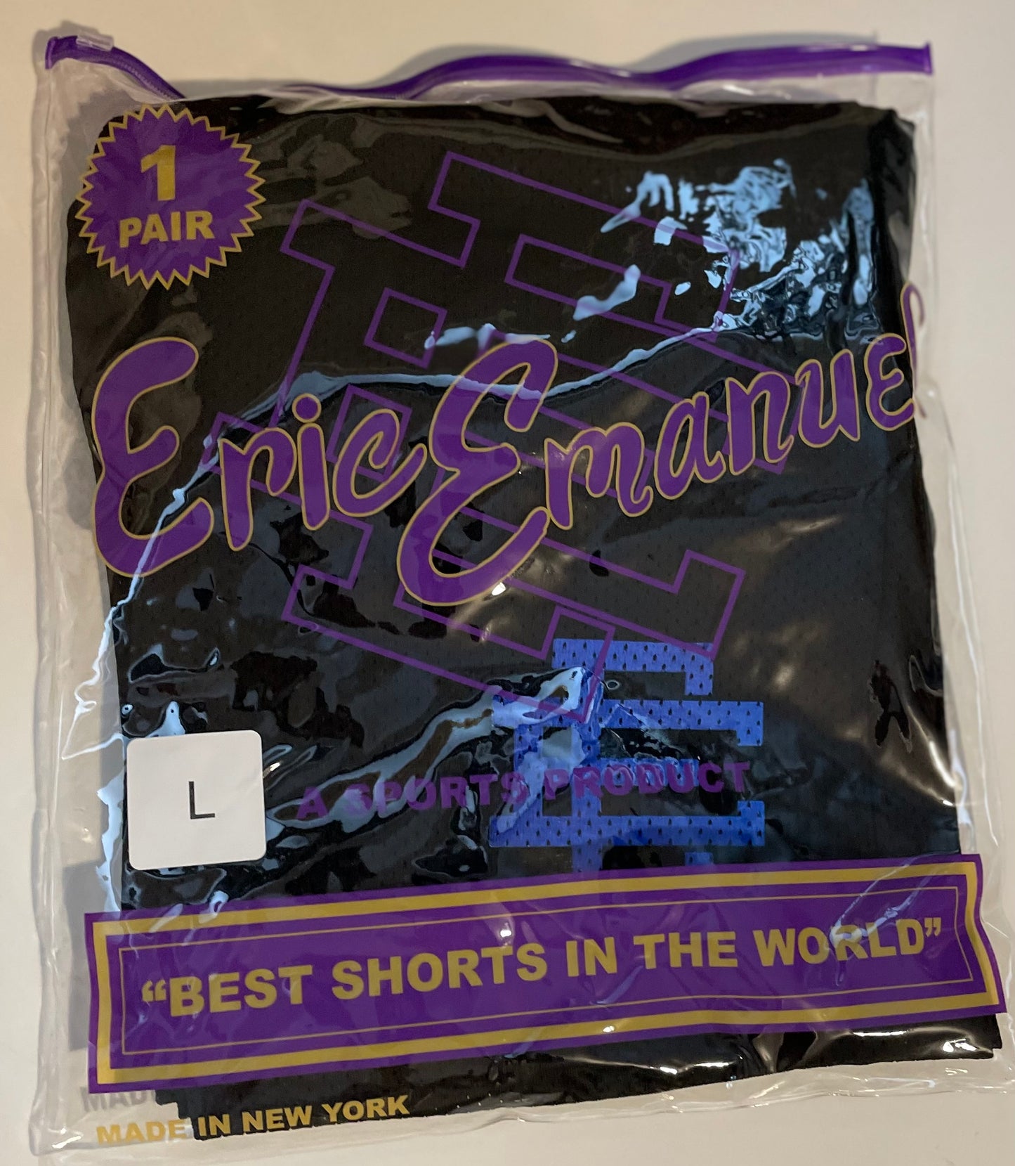 Eric Emanuel EE Basic Short Size Large “black w/ royal EE” BRAND NEW