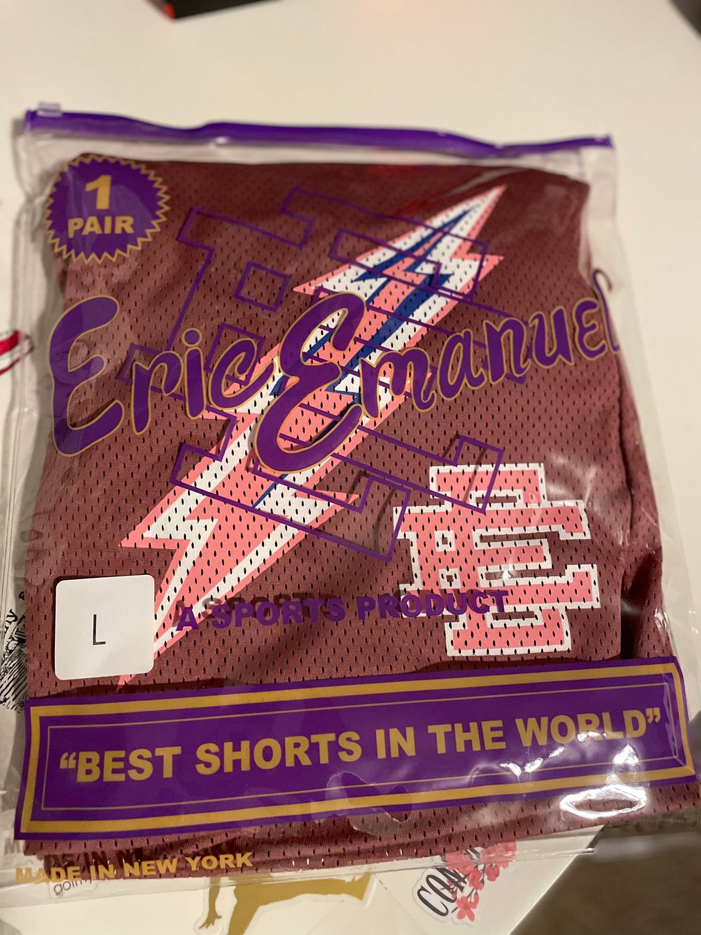 Eric Emanuel EE Basic Short Size Large “mauve bolt” BRAND NEW