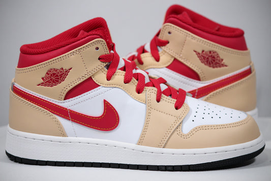 AIR JORDAN 1 MID (GS) "Light Curry Cardinal"